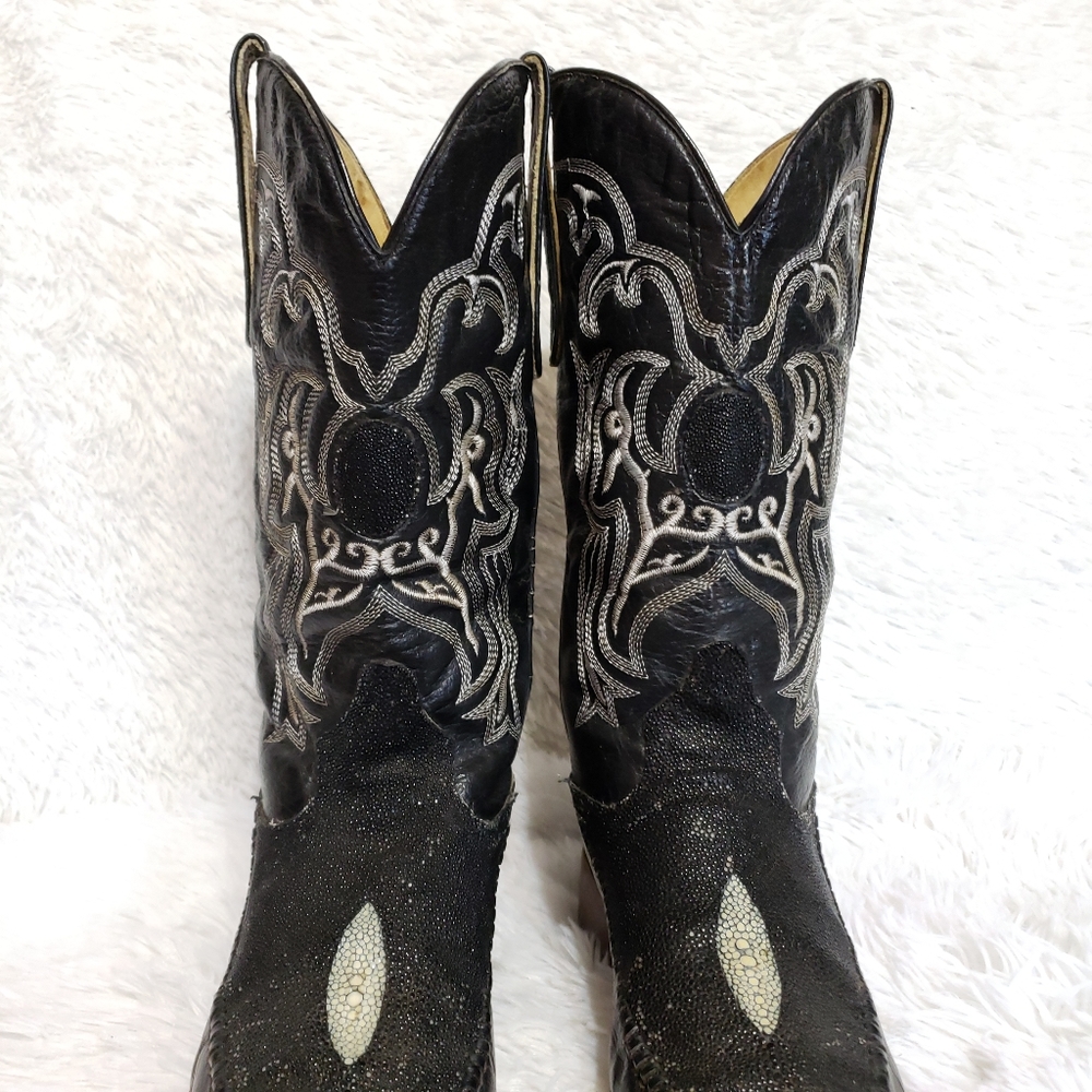 ❌TEMP NFS❌ GETTING RESTORED❌ DYE REFRESH ❌Pointed Black Stingray Western Boots - Picture 16 of 16